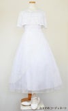 ピアノ発表会や結婚式にぴったりのホワイトカラーの女の子用キッズドレス。シンプルで美しいシルエットが魅力のAngel's Closetの子供ドレス レンタル商品（【レンタル】キャビアビーズ＆イリュージョンオーガンジーロングドレス(HC1215)ホワイト）｜画像9