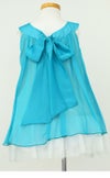 ピアノ発表会や結婚式にぴったりのカラーの女の子用キッズドレス。シンプルで美しいシルエットが魅力のAngel's Closetの子供ドレス レンタル商品（【レンタル】シフォンフラワーAラインドレス(KD284)アクア）｜画像5