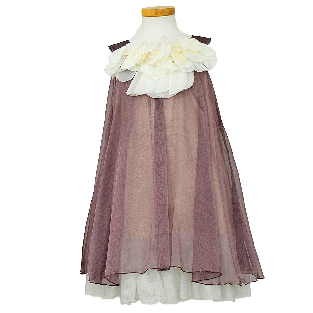 ピアノ発表会や結婚式にぴったりのカラーの女の子用キッズドレス。シンプルで美しいシルエットが魅力のAngel's Closetの子供ドレス レンタル商品（【レンタル】シフォンフラワーAラインドレス(KD284)チョコ）｜画像2