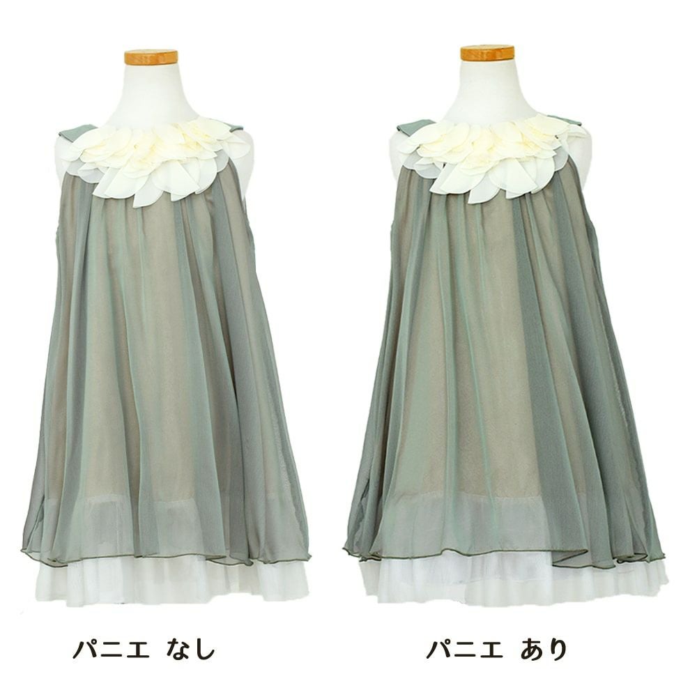 ピアノ発表会や結婚式にぴったりのカラーの女の子用キッズドレス。シンプルで美しいシルエットが魅力のAngel's Closetの子供ドレス レンタル商品（【レンタル】シフォンフラワーAラインドレス(KD284)セージ）｜画像6