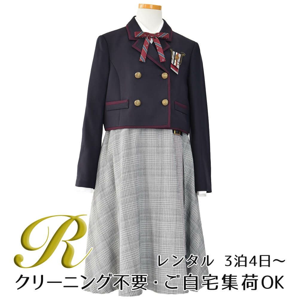 特別な日にぴったりのネイビーカラーの男の子用フォーマルスーツ。シンプルで美しいシルエットが魅力のAngel's Closetの子供フォーマル レンタル商品（【レンタル】ショートジャケットハイウエストスカートスーツ5点セット(CAT422503)ネイビー）｜画像1