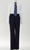 特別な日にぴったりのネイビーカラーの男の子用フォーマルスーツ。シンプルで美しいシルエットが魅力のAngel's Closetの子供フォーマル レンタル商品（【レンタル】ヘリンボーン織り2つボタンスーツ5点セット(CAT525611)ネイビー）｜画像7