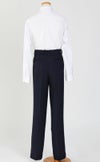 特別な日にぴったりのネイビーカラーの男の子用フォーマルスーツ。シンプルで美しいシルエットが魅力のAngel's Closetの子供フォーマル レンタル商品（【レンタル】ヘリンボーン織り3つボタンスーツ5点セット(CAT545611)ネイビー）｜画像7