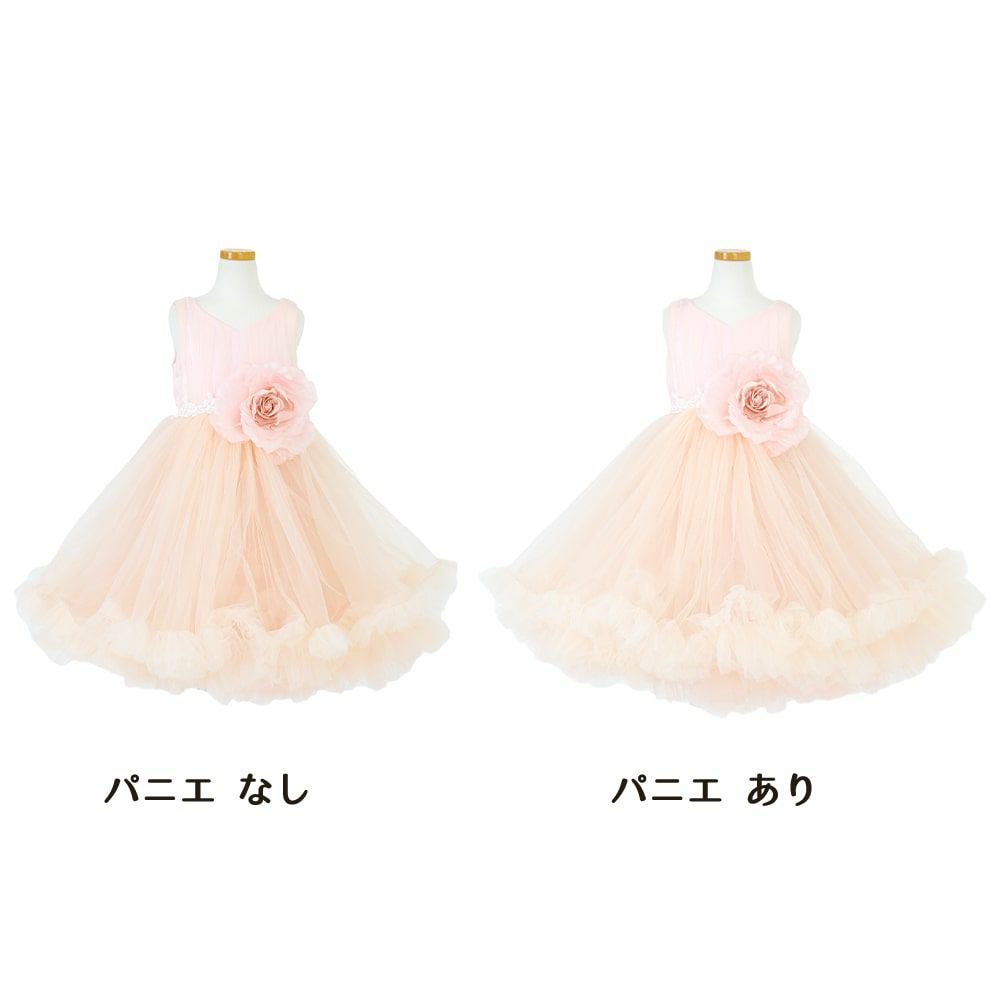 ピアノ発表会や結婚式にぴったりのピンクカラーの女の子用キッズドレス。シンプルで美しいシルエットが魅力のAngel's Closetの子供ドレス レンタル商品（【レンタル】ティアードチュール＆ラージローズドレス(YP220)ピンク）｜画像6