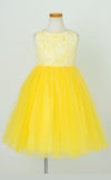 ピアノ発表会や結婚式にぴったりのカラーの女の子用キッズドレス。シンプルで美しいシルエットが魅力のAngel's Closetの子供ドレス レンタル商品（【レンタル】レース＆４レイヤーイリュージョンチュールドレス（KD414） イエロー）｜画像3