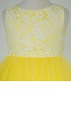 ピアノ発表会や結婚式にぴったりのカラーの女の子用キッズドレス。シンプルで美しいシルエットが魅力のAngel's Closetの子供ドレス レンタル商品（【レンタル】レース＆４レイヤーイリュージョンチュールドレス（KD414） イエロー）｜画像7