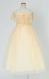 ピアノ発表会や結婚式にぴったりのカラーの女の子用キッズドレス。シンプルで美しいシルエットが魅力のAngel's Closetの子供ドレス レンタル商品（【レンタル】フラワーレースケープ＆チュールドレス（YP222） シャンパン）｜画像5