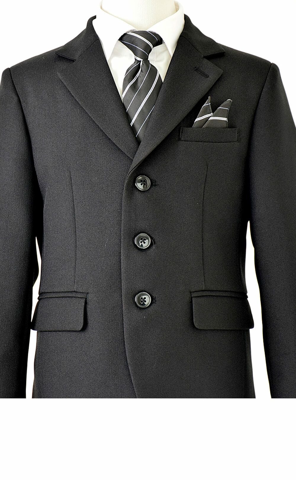 特別な日にぴったりのブラックカラーの男の子用フォーマルスーツ。シンプルで美しいシルエットが魅力のAngel's Closetの子供フォーマル レンタル商品（【レンタル】ヘリンボーン織り3つボタンスーツ4点セット(CAT545411) ブラック）｜画像6