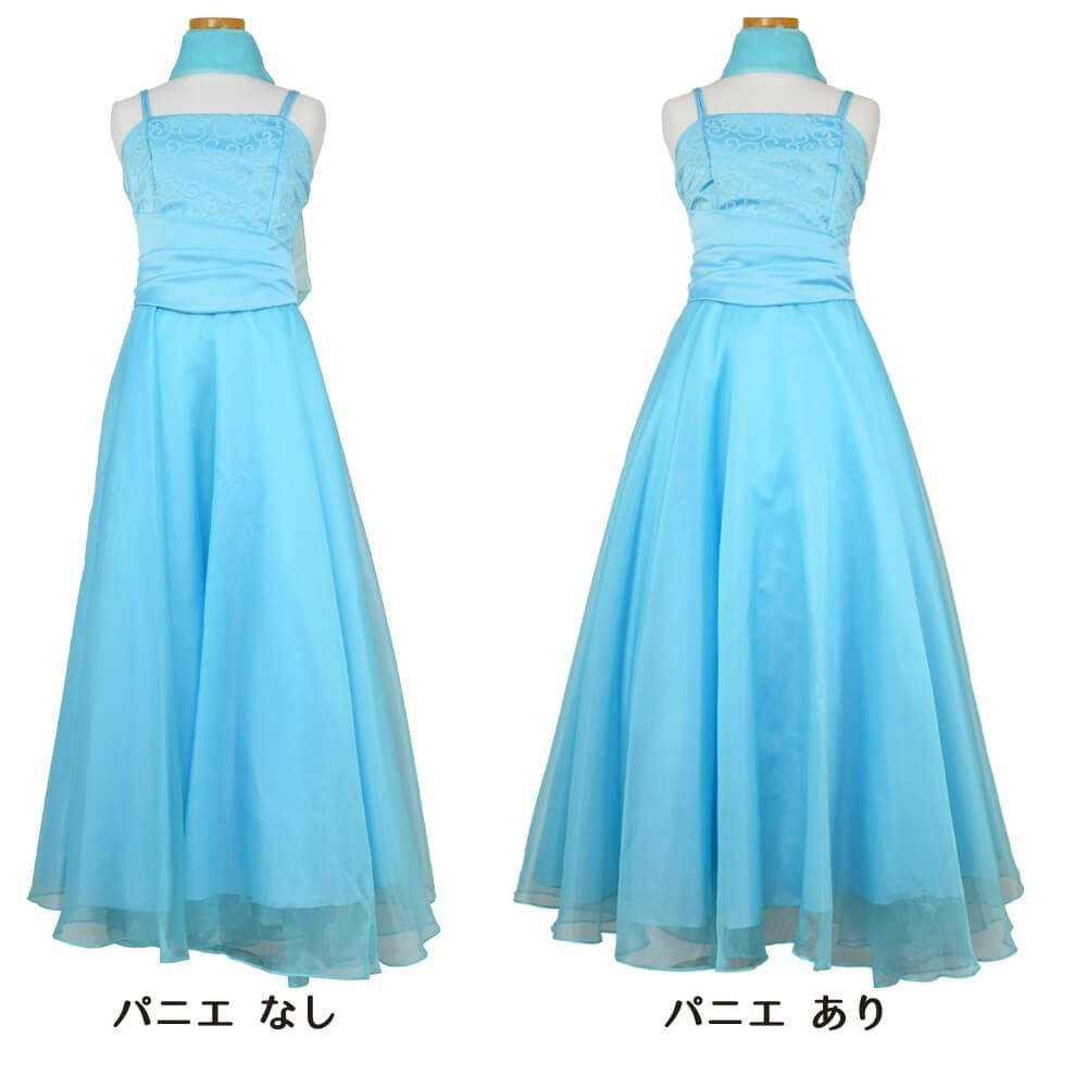 ピアノ発表会や結婚式にぴったりのカラーの女の子用キッズドレス。シンプルで美しいシルエットが魅力のAngel's Closetの子供ドレス レンタル商品（【レンタル】キャビアビーズ＆ダイアゴナルボディオーガンジースカートドレス（HC1568）アクア）｜画像6