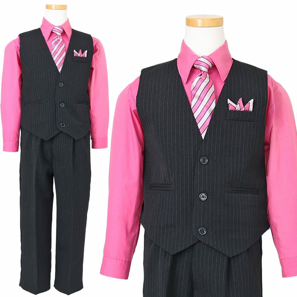 特別な日にぴったりのカラーの男の子用フォーマルスーツ。シンプルで美しいシルエットが魅力のAngel's Closetの子供フォーマル レンタル商品（【レンタル】ベストスーツ4点セット（CC1688）フクシア）｜画像2