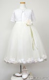 ピアノ発表会や結婚式にぴったりのカラーの女の子用キッズドレス。シンプルで美しいシルエットが魅力のAngel's Closetの子供ドレス レンタル商品（【レンタル】サテン＆チュールフラワーペタルドレス（KD160B）アイボリー）｜画像10
