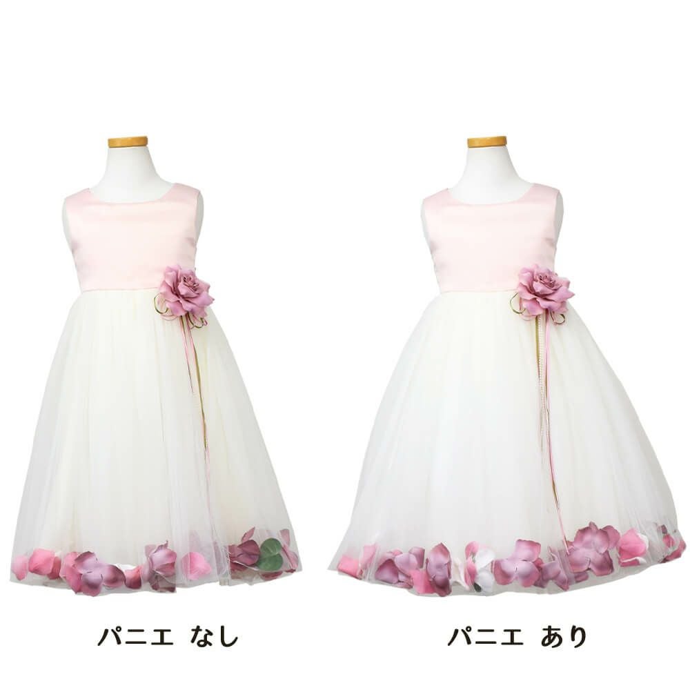 ピアノ発表会や結婚式にぴったりのカラーの女の子用キッズドレス。シンプルで美しいシルエットが魅力のAngel's Closetの子供ドレス レンタル商品（【レンタル】サテン＆チュールフラワーペタルドレス（KD160B）ローズ）｜画像7