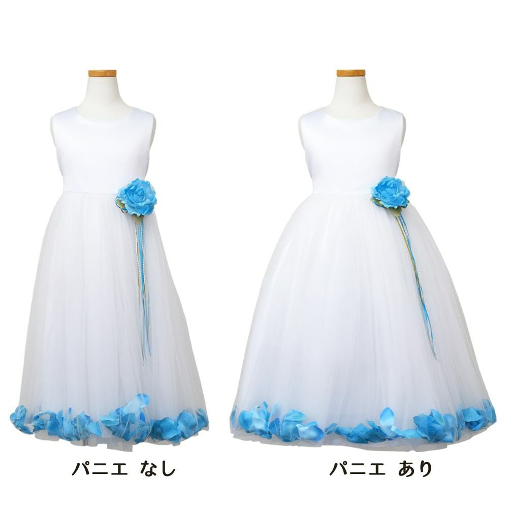 ピアノ発表会や結婚式にぴったりのホワイトカラーの女の子用キッズドレス。シンプルで美しいシルエットが魅力のAngel's Closetの子供ドレス レンタル商品（【レンタル】サテン＆チュールフラワーペタルドレス（KD160B）ホワイト）｜画像7